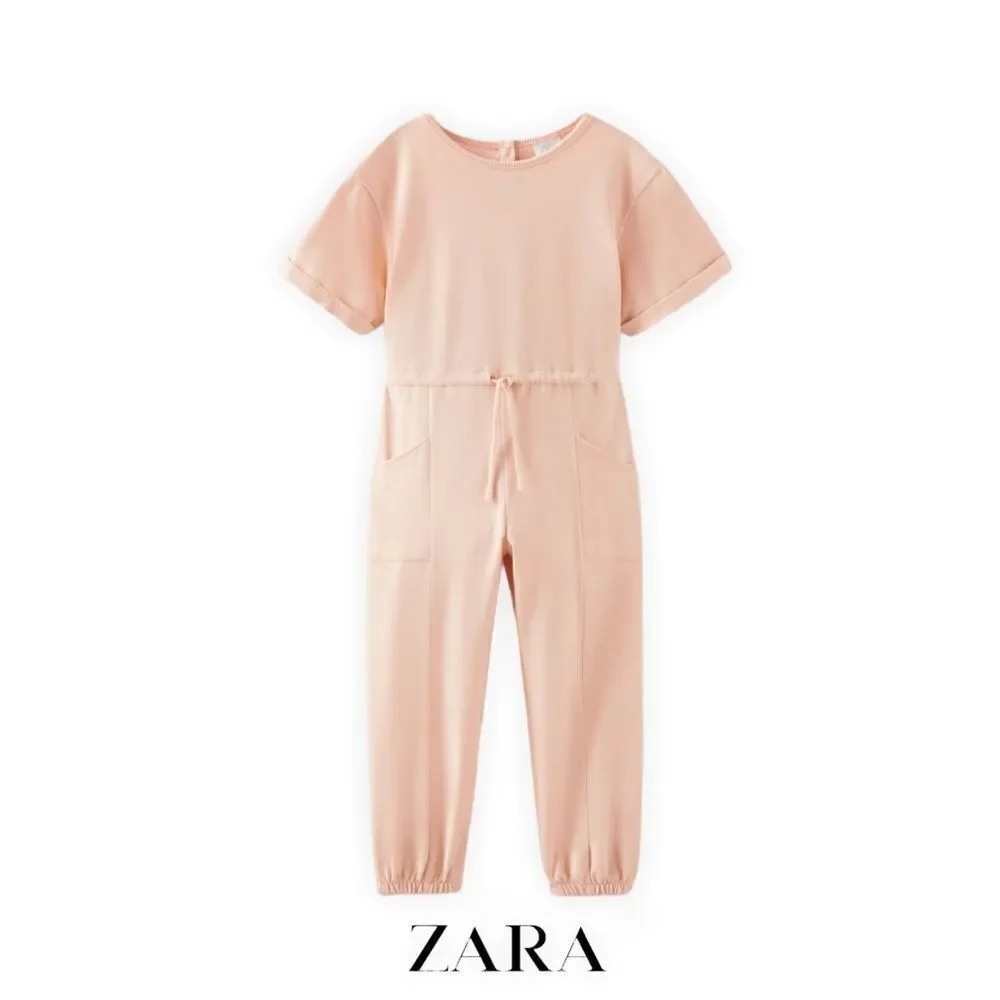 ZARA Kids Pink Cotton Jumpsuit NWT Girls Sizes 10 12 14